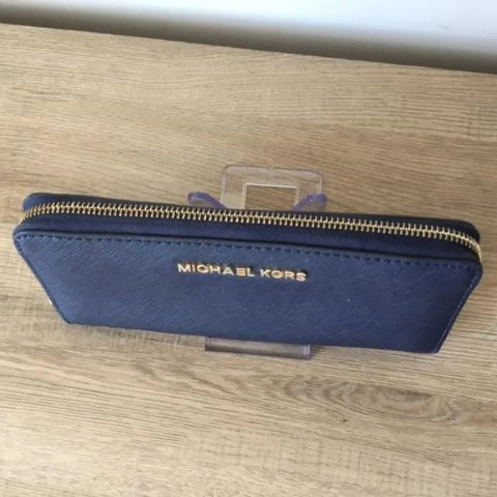 Michael Kors Navy Blue Saffiano Leather Wallet Jet Set Travel Collection - Picture 3 of 9